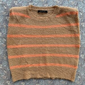 Strut & Bolt Women's Striped Tan and Orange Sweater